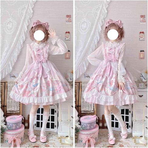 Lolita Juniors فساتين Kawaii الأرنب طباعة النمط الياباني الأميرة أنيمي حفل تأثيري in Saudi Arabia