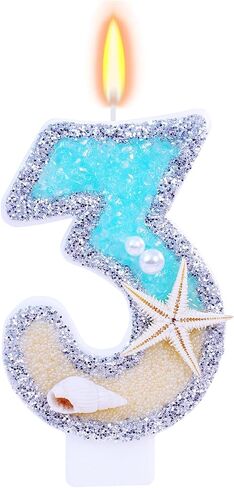 2rd Birthday Candle for Party Supplies,Beach Starfish Conch Number Cake Candles, 2.9 inch Number 2 Birthday Decorations,Cake Topper Decoration for Birthday Party (Number 2) in Saudi Arabia