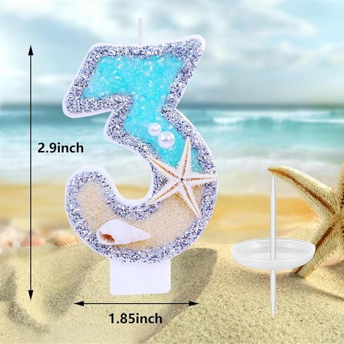 2rd Birthday Candle for Party Supplies,Beach Starfish Conch Number Cake Candles, 2.9 inch Number 2 Birthday Decorations,Cake Topper Decoration for Birthday Party (Number 2) in Saudi Arabia