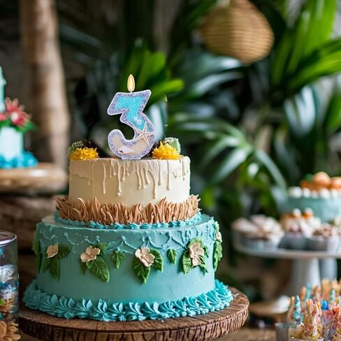 2rd Birthday Candle for Party Supplies,Beach Starfish Conch Number Cake Candles, 2.9 inch Number 2 Birthday Decorations,Cake Topper Decoration for Birthday Party (Number 2) in Saudi Arabia