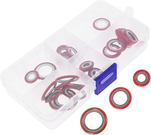 GLEAVI 30pcs Air Conditioning Compressor Sealing Gaskets Easy to Install Auto Gaskets for Air Conditioner Repair Compatible Washer Assortment for Efficient Sealing in Kuwait