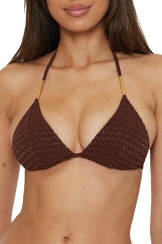 Trina Turk Women's Glimmer Triangle Bikini Top ، قابل للتعديل ، ربطة عنق ، ملابس السباحة in Saudi Arabia
