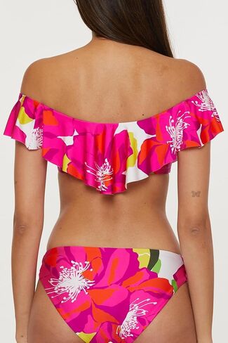 Trina Turk Women's Bloom Ruffle Bandeau Bikini Top, Off Shoulder, Floral Print, Swimwear Separates in Saudi Arabia