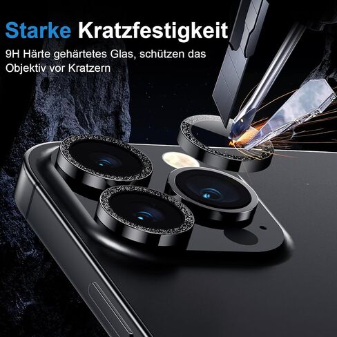 AFARER for iPhone 16 Pro/16 Pro Max Camera Lens Protector,[Anti-Scratch][Not Easy to Break] Metal Tempered Glass Individual Camera Cover for iPhone 16 Pro Max / 16 Pro-Black Titanium,1 Set in Kuwait
