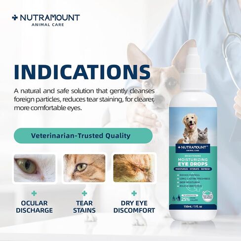 Moisturizing Eye Drops for Dogs, Cats, and Livestock 150ML/5 fl. oz Dry Eye Solution in Saudi Arabia