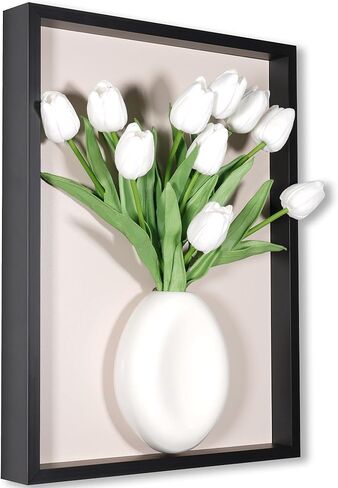 yimido Plant Picture Frame Wall Decor – Wall Planters for Indoor Plants, 3D Wall Art Plant Frame with Ceramic Vase and Artificial Tulips, Hanging Plant Holder for Living Room, Bedroom, Hallway, Black in Kuwait