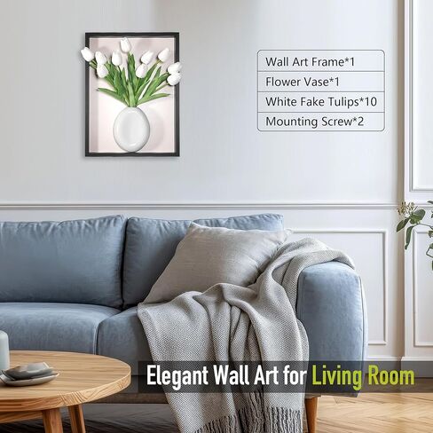 yimido Plant Picture Frame Wall Decor – Wall Planters for Indoor Plants, 3D Wall Art Plant Frame with Ceramic Vase and Artificial Tulips, Hanging Plant Holder for Living Room, Bedroom, Hallway, Black in Kuwait