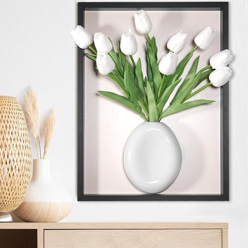 yimido Plant Picture Frame Wall Decor – Wall Planters for Indoor Plants, 3D Wall Art Plant Frame with Ceramic Vase and Artificial Tulips, Hanging Plant Holder for Living Room, Bedroom, Hallway, Black in Kuwait