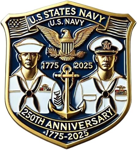 250th Anniversary U.S. NAVY Commemorative Pin, Marine Corps Army Military Emblem Lapel Alloy Button Brooches Veteran Collection Gift Jewelry in Saudi Arabia