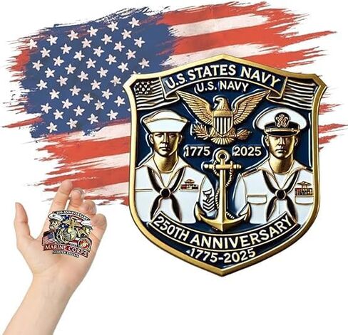 250th Anniversary U.S. NAVY Commemorative Pin, Marine Corps Army Military Emblem Lapel Alloy Button Brooches Veteran Collection Gift Jewelry in Saudi Arabia