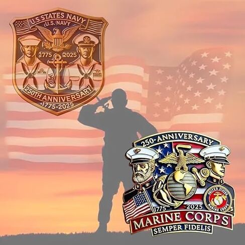 250th Anniversary U.S. NAVY Commemorative Pin, Marine Corps Army Military Emblem Lapel Alloy Button Brooches Veteran Collection Gift Jewelry in Saudi Arabia