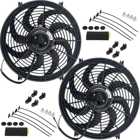 Dual 14-15" Inch Upgraded Reversible 130 Watt Motors Automotive 12 Volt Electric Engine Radiator Cooling Fan Car Truck in Saudi Arabia