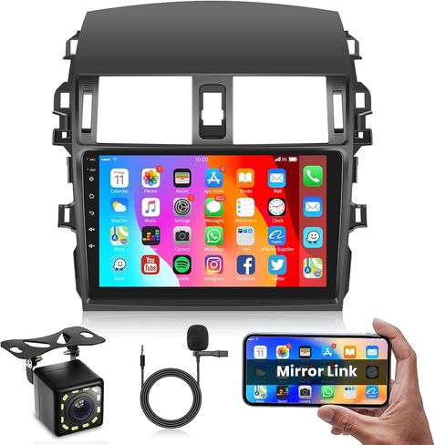Car Stereo for Toyota Corolla 2009 2010 2011 2012 2013 Radio Android GPS Navigation, Rimoody 9 Inch Touch Screen Bluetooth WiFi Mirror Link FM HiFi SWC Rear View Camera Microphone in Kuwait