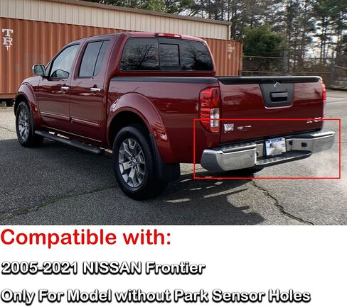 Rear Steel Step Bumper Assembly for 2005-2021 Nissan Frontier without Park Sensor Holes Chrome Back Bumper Replacement for NI1103114,with Pads Brackets and License Plate Lights in Saudi Arabia