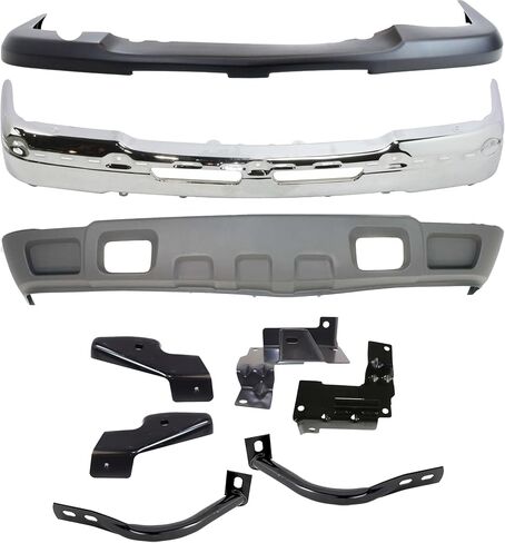 Garage-Pro Bumper Kit w/Bracket/s for Chevrolet Silverado 1500 Base Hybrid LS 2003-2006 For Models with Tow Hooks/Without Fog Lights Front Chrome Steel Replaces # 19150310 in Saudi Arabia
