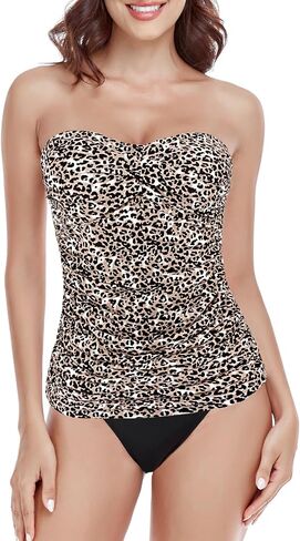Relleciga Women's Ruched Tankini يضع السيطرة على البطن قطعتين للسبع نوبة فرقة Tankini مع قاع ملابس السباحة in Kuwait
