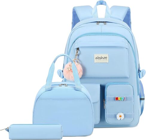 abshoo Big Student Backpack For School Teen Girls Middle High School Bookbag Elementary Backpacks with Lunch Bag (Light Blue) in Saudi Arabia