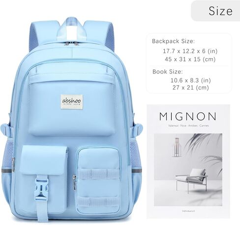 abshoo Big Student Backpack For School Teen Girls Middle High School Bookbag Elementary Backpacks with Lunch Bag (Light Blue) in Saudi Arabia