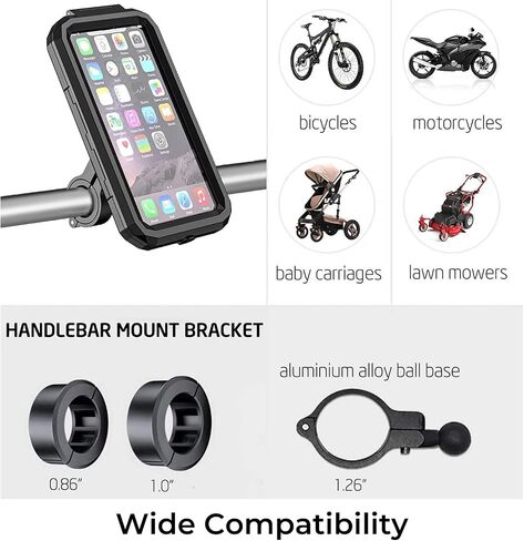 YELLOWFIN Fully Waterproof Handlebar Mobile Phone Mount Holder with 360° Rotation for Motorcycle | Bike | Scooter | Bicycle | Cycle Ideal for Maps and GPS Navigation(M18L-B1 Black) in Saudi Arabia