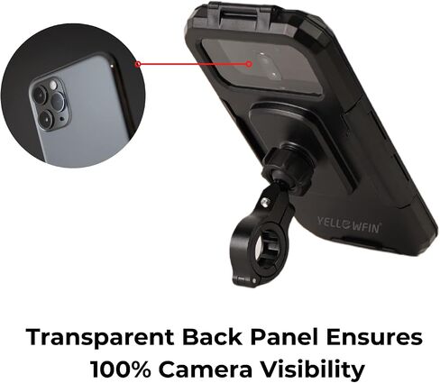 YELLOWFIN Fully Waterproof Handlebar Mobile Phone Mount Holder with 360° Rotation for Motorcycle | Bike | Scooter | Bicycle | Cycle Ideal for Maps and GPS Navigation(M18L-B1 Black) in Saudi Arabia