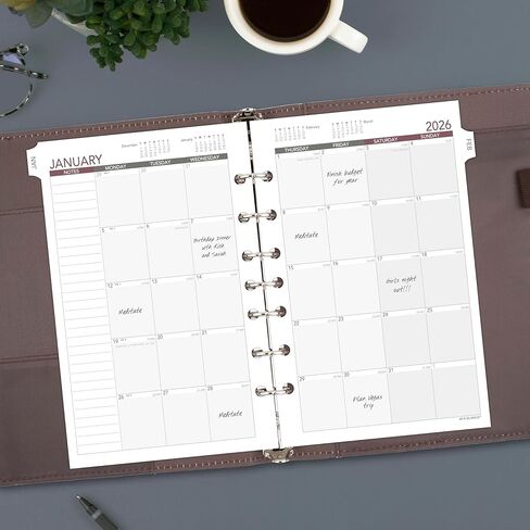 AT-A-GLANCE 2026 Planner Refill, Monthly, 5.5" x 8.5", Desk Size 4, Loose-Leaf, Unruled Blocks (061-685Y-26) in Kuwait
