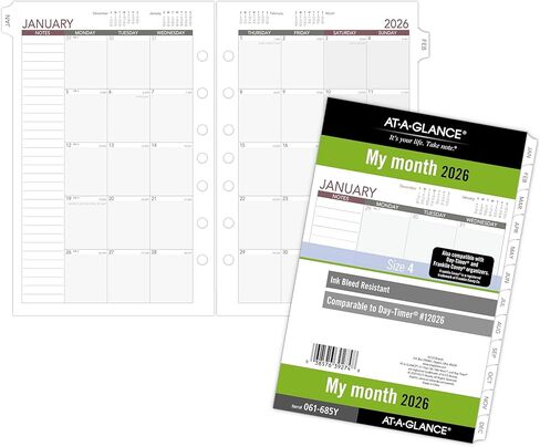 AT-A-GLANCE 2026 Planner Refill, Monthly, 5.5" x 8.5", Desk Size 4, Loose-Leaf, Unruled Blocks (061-685Y-26) in Kuwait