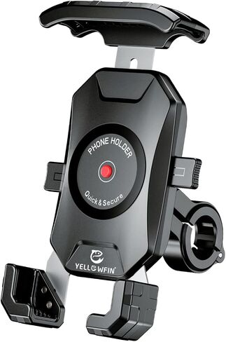 YELLOWFIN Fully Waterproof Handlebar Mobile Phone Mount Holder with 360° Rotation for Motorcycle | Bike | Scooter | Bicycle | Cycle Ideal for Maps and GPS Navigation(M18L-B1 Black) in Saudi Arabia
