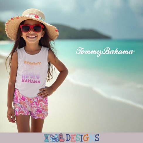 Tommy Bahama Girls Set 2 قطعة - Tank Top & Shorts - الزي الصيفي غير الرسمي للأطفال in Kuwait