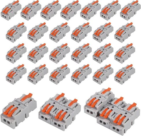 30Pcs Lever Wire Connectors, Quick Wiring Cable Connector Push-in Conductor Terminal Block 2 in 6 Out in Saudi Arabia