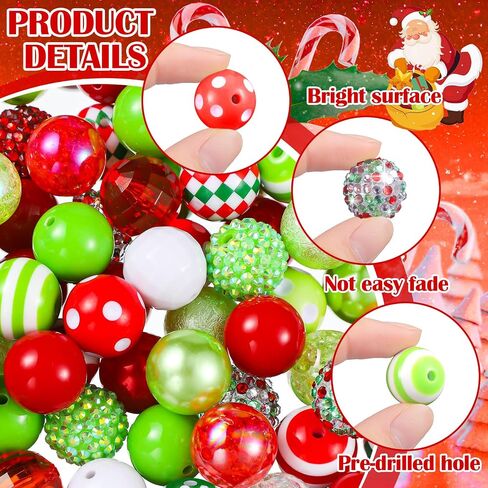 Sasylvia 100 Pcs 20 mm Bubblegum Rhinestone Beads Shine Disco Ball Plastic Chunky Loose Round Spacer Beads for Pen Jewelry Making DIY Craft Bracelet Supplies in Saudi Arabia