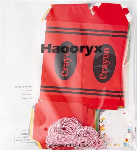 Haooryx Back to School Crayon Treat Boxes with Card - 24Set Colorful Crayon Candy Box with Gift Tag Teacher Appreciation Paper Craft Kit Kindergarten First Day of School Classroom Party Favor Supplies in Saudi Arabia