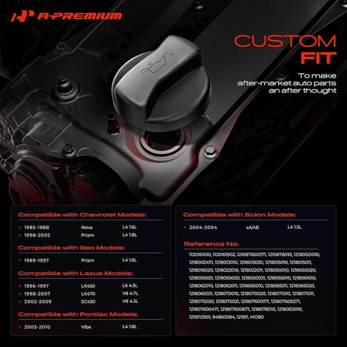 A-Premium Engine Oil Engine Cap Cap Cap متوافق مع Toyota Camry و Rav4 و Corolla و Prius و Tacoma و Tundra و 4Runner و Sequoia & Lexus ES250 و GX470 و GS400 و GS430 & Scion & Chevrolet & Geo & Pontiac in Saudi Arabia