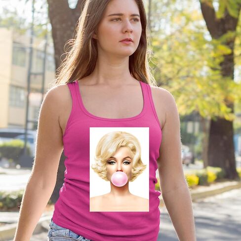 Ms. Monroe Pink Bubble Gum American Icon Racerback Tank Top for Women, Soft, Flattering Fit in Saudi Arabia