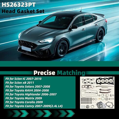 Head Gasket Bolts Set+Timing Chain Kit+Water Pump for xB 11,for Toyota Matrix/Corolla 09,for RAV4 04-08,for Highlander 06-07,for Camry 07-09 2.4L L4 OE#HS26323PT ES72249-2 CTKTO44 AW9414 in Saudi Arabia