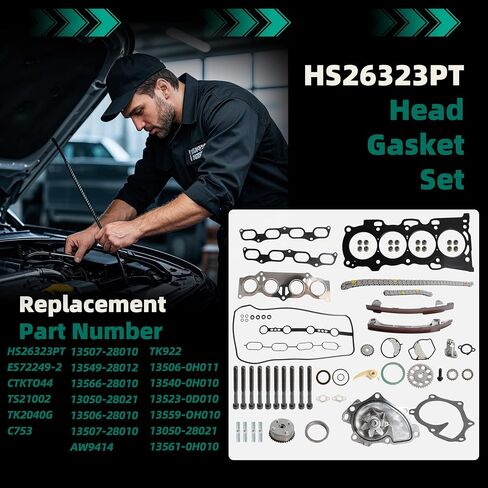 Head Gasket Bolts Set+Timing Chain Kit+Water Pump for xB 11,for Toyota Matrix/Corolla 09,for RAV4 04-08,for Highlander 06-07,for Camry 07-09 2.4L L4 OE#HS26323PT ES72249-2 CTKTO44 AW9414 in Saudi Arabia