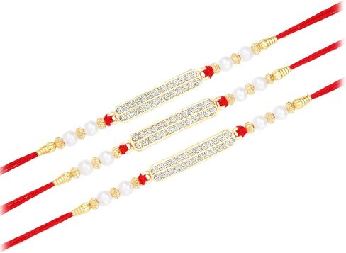 بلورات Aheli & Beads المرصعة Rakhi للأخ Raksha Bandhan Rakhi مع بطاقة المعايدة (Combo ، حزمة 3) in Saudi Arabia