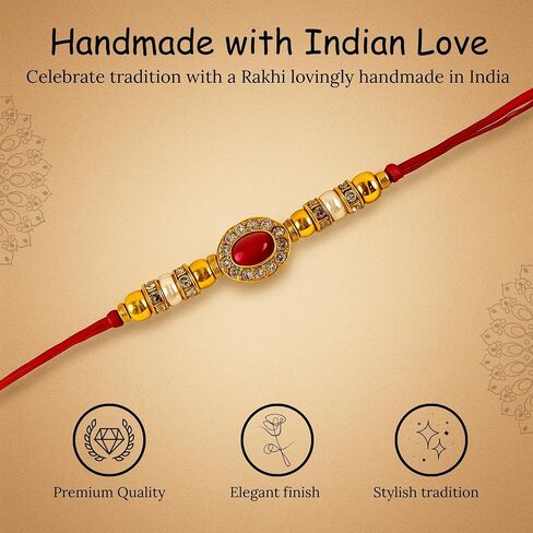 Handmade Rakhi for Brother – Traditional Indian Rakhi for Brother with Elegant Design – Unique Gift for Rakshabandhan Festival – Celebrate Bond of Love with Best Rakhi in Saudi Arabia