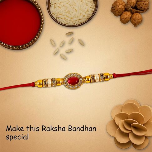 Handmade Rakhi for Brother – Traditional Indian Rakhi for Brother with Elegant Design – Unique Gift for Rakshabandhan Festival – Celebrate Bond of Love with Best Rakhi in Saudi Arabia