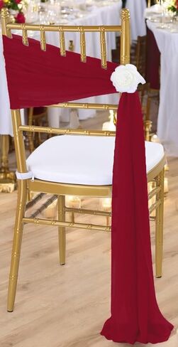 MDS pack of 50 Chiffon chair sashes bows for wedding Events Supplies, Decorations for Birthday Parties, Graduations, Engagements, Chair sashes fits Banquet chair cover tie backs band - Dusty Rose in Kuwait