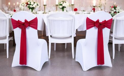 MDS pack of 50 Chiffon chair sashes bows for wedding Events Supplies, Decorations for Birthday Parties, Graduations, Engagements, Chair sashes fits Banquet chair cover tie backs band - Dusty Rose in Kuwait