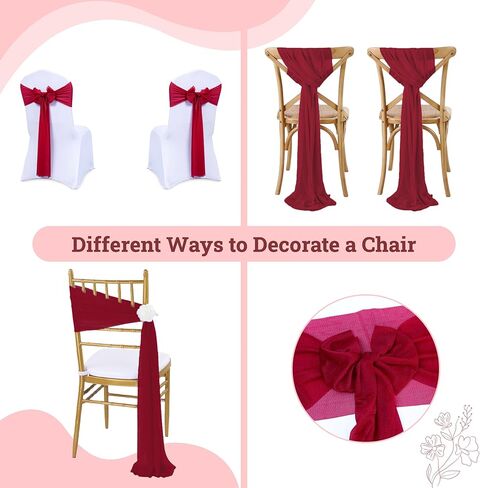 MDS pack of 50 Chiffon chair sashes bows for wedding Events Supplies, Decorations for Birthday Parties, Graduations, Engagements, Chair sashes fits Banquet chair cover tie backs band - Dusty Rose in Kuwait