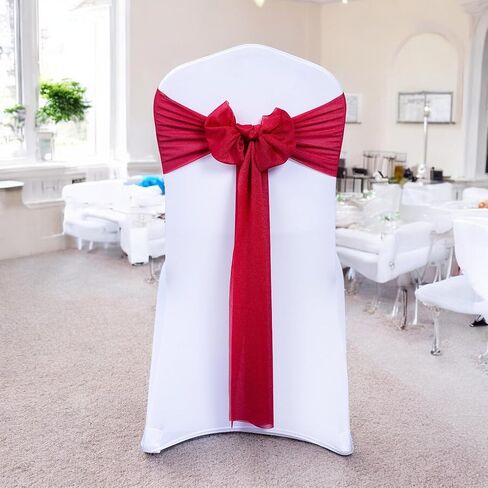 MDS pack of 50 Chiffon chair sashes bows for wedding Events Supplies, Decorations for Birthday Parties, Graduations, Engagements, Chair sashes fits Banquet chair cover tie backs band - Dusty Rose in Kuwait