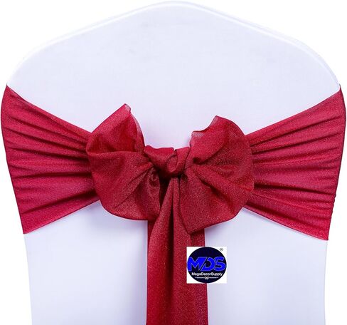 MDS pack of 50 Chiffon chair sashes bows for wedding Events Supplies, Decorations for Birthday Parties, Graduations, Engagements, Chair sashes fits Banquet chair cover tie backs band - Dusty Rose in Kuwait