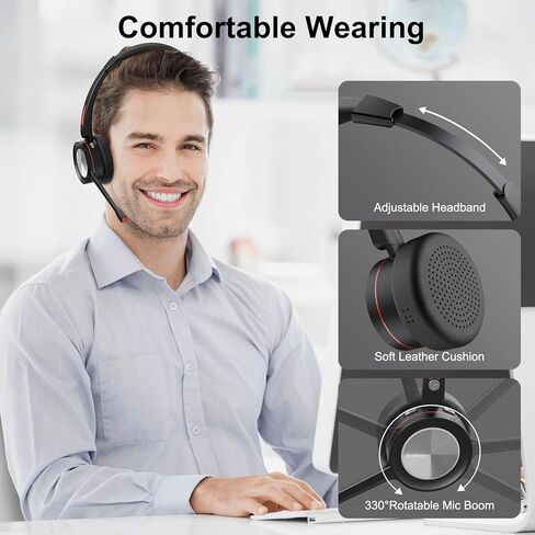 سماعة رأس USB مع ميكروفون لإلغاء الضوضاء لمكتب مركز الاتصال، سماعة رأس للكمبيوتر الشخصي لأجهزة الكمبيوتر المحمول MAC للأعمال والهواتف الرقمية ومؤتمرات الفيديو Skype Zoom Teams Chat Dragon Nuance التعرف على الصوت in Saudi Arabia