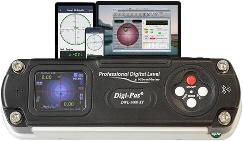 Digi-Pas DWL3000XY-B 2-Axis Digital Machinist Level & Inclinometer with BLUETOOTH & PRO Software, 0.002"/ft (0.2mm/M) 6 Inch , Black in Saudi Arabia