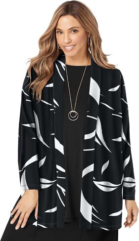 Jessica London Women's Plus Size Stretch Knit Open Front Knit Topper in Saudi Arabia