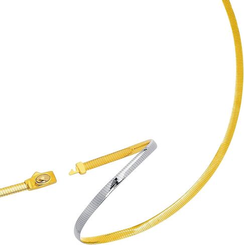 Jewelry Affairs Two Tone Reversible Omega Chain Necklace In 14k Yellow Gold And Sterling Silver, 4mm in Saudi Arabia