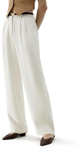 LilySilk The Flos Pants Full Length Boyish Style Wide Leg Bkazers Pants Vintage Style Trousers for Women in Saudi Arabia