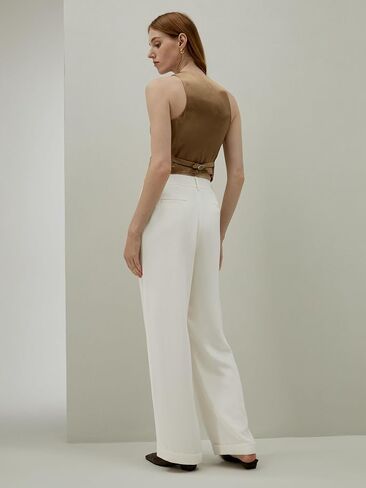 LilySilk The Flos Pants Full Length Boyish Style Wide Leg Bkazers Pants Vintage Style Trousers for Women in Saudi Arabia