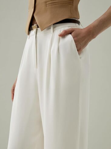 LilySilk The Flos Pants Full Length Boyish Style Wide Leg Bkazers Pants Vintage Style Trousers for Women in Saudi Arabia